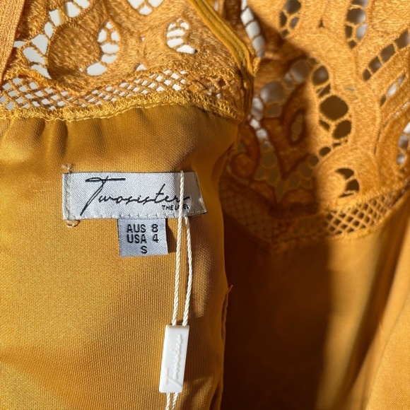 NWT Two Sisters The Label Mustard Lace Midi Dress - Picture 7 of 11
